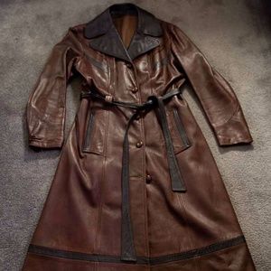 Gorgeous Vintage Brown and Black Leather Coat